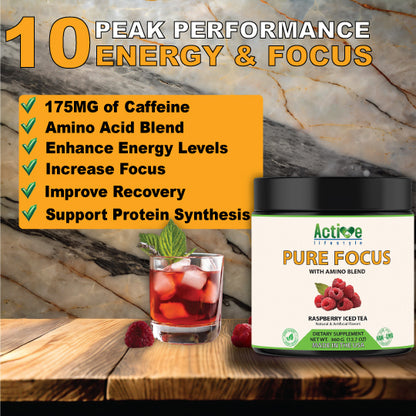 Pure Focus Raspberry Iced Tea - Energy Drink Mix